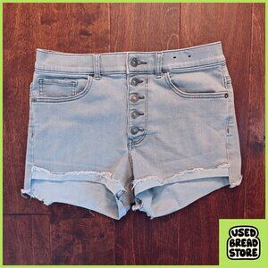 Express Button Fly Denim Stretch Shorts Size 4 Gray Daisy Dukes Summer Beach